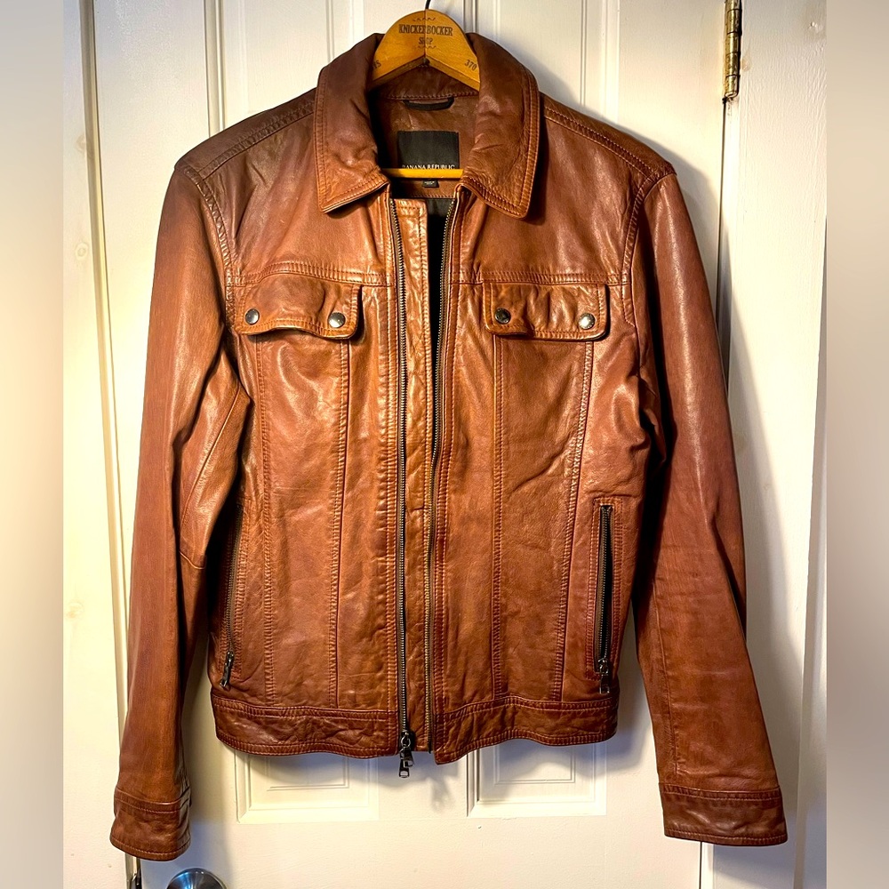 Banana Republic BR Classic Genuine Leather Goat Leather Jacket Pewter Hardware